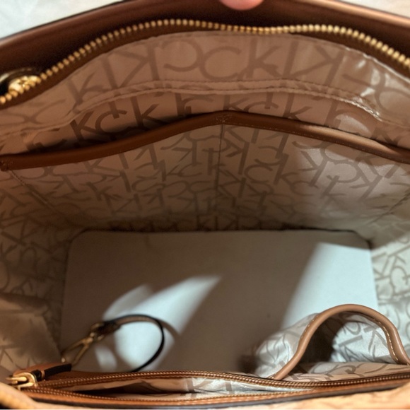 Calvin Klein Signature Pattern Tote in Black and Pink - Picture 8 of 10